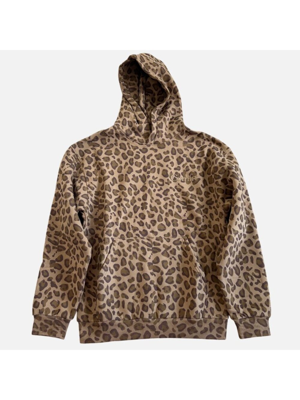 Comfirt Women's Sz Small Leopard Print Hoodie Brown Beige